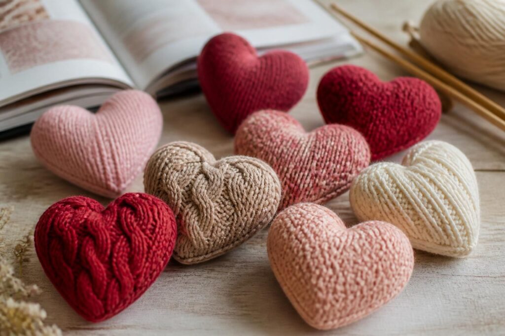découvrez des modèles de cœurs en relief faciles à réaliser avec nos patrons de tricot du cœur, parfaits pour ajouter une touche d'amour à vos créations.