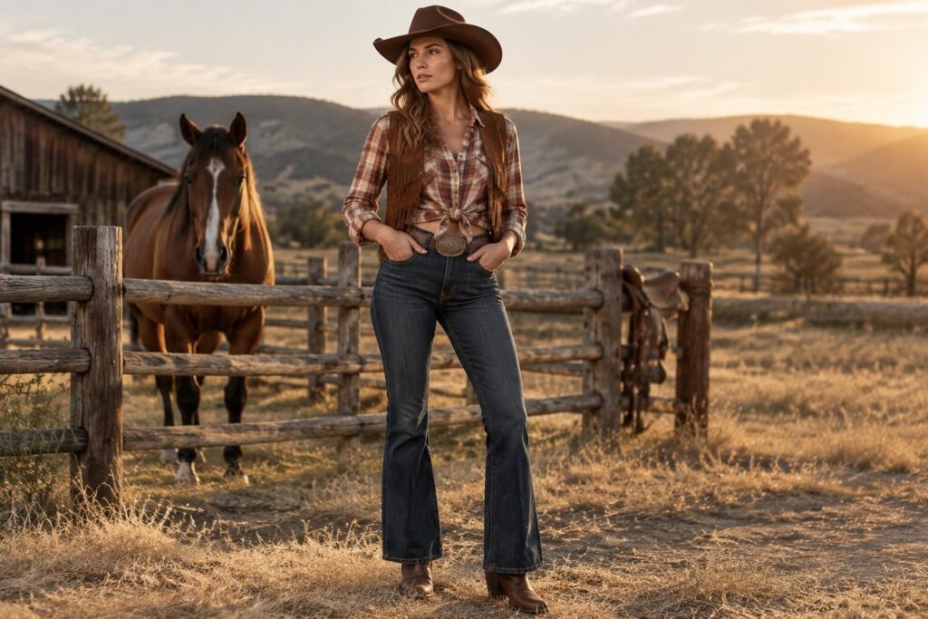 découvrez les styles de pantalons western pour femme et nos conseils pour composer un look country authentique, confortable et plein de caractère.